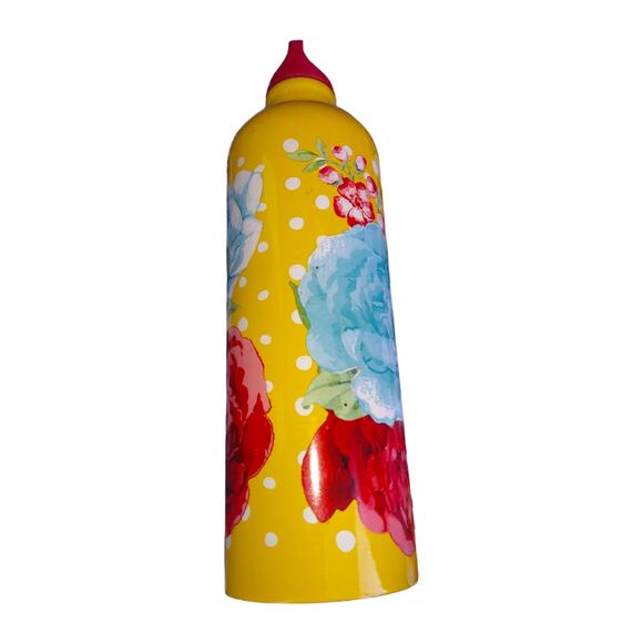 Pioneer Woman 25oz Stainless Water Bottle Yellow Polka Dot Floral - Picture 2 of 2